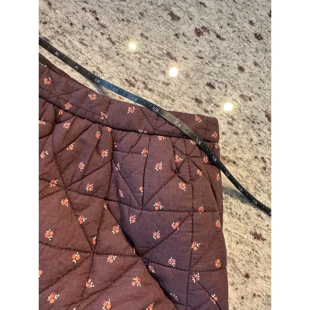 NWT Madewell Quilted Crinkle Cotton Midi Chocolate Raisin Charming Daisy Skirt M